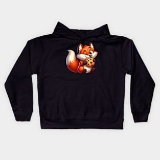 Cute Red Fox with Cookie Kids Hoodie